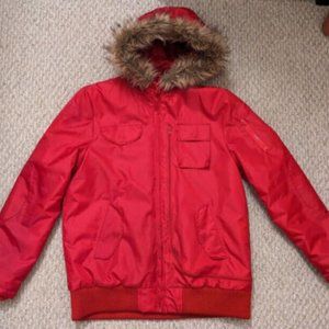 R&O Size Medium (M) Red Winter Coat Bomber Jacket Insulated Lined Faux Fur Hood